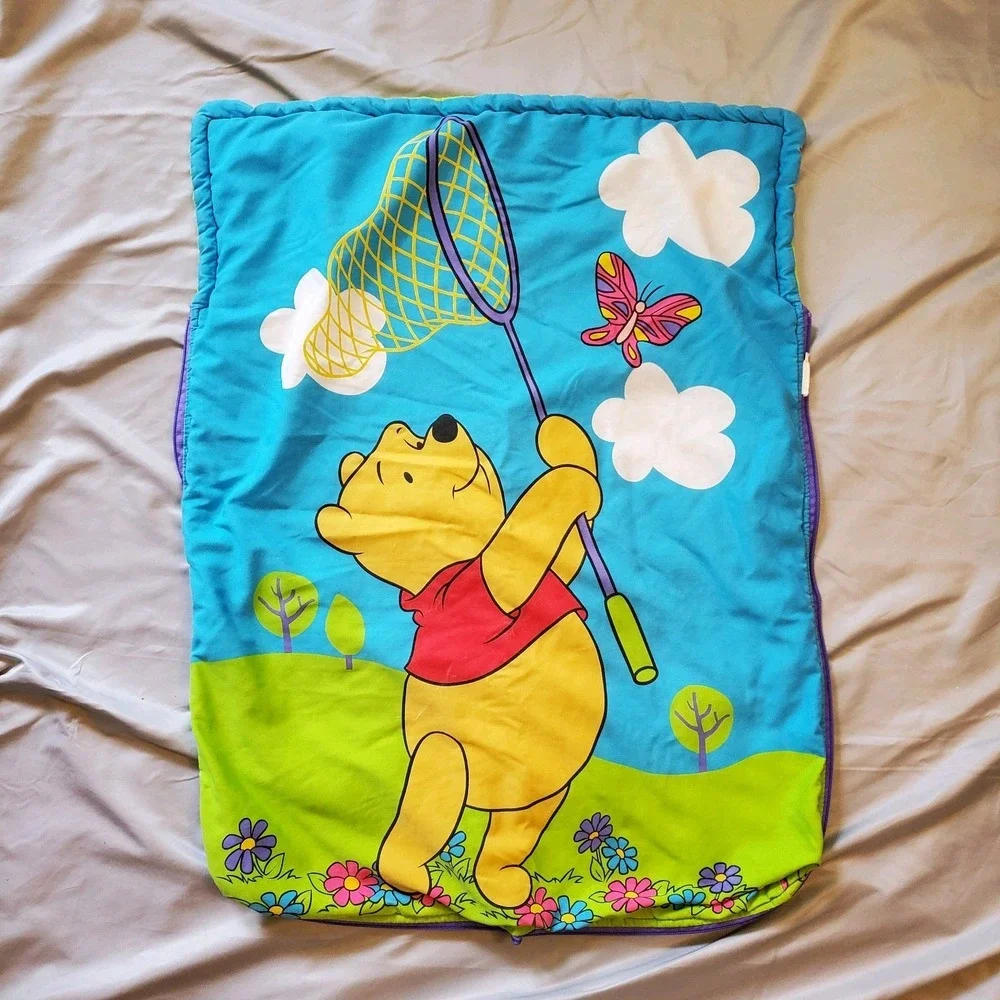 Vintage 90s Disney‎ Winnie The Pooh Kids Small Sleeping Bag 30.5 Inches Long